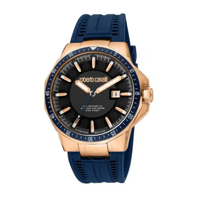Roberto Cavalli Fashion Watch Quartz Black Dial Men's Watch Rv1g182p0041 In Black / Blue / Gold Tone / Rose / Rose Gold Tone