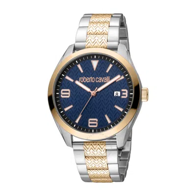 Roberto Cavalli Fashion Watch Quartz Blue Dial Men's Watch Rc5g048m0085 In Two Tone  / Blue / Gold Tone / Rose / Rose Gold Tone