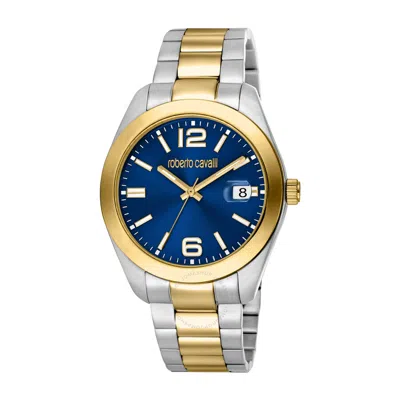 Roberto Cavalli Fashion Watch Quartz Blue Dial Men's Watch Rc5g051m0075 In Two Tone  / Blue / Gold Tone / Yellow