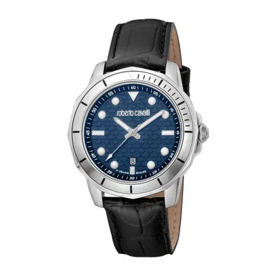 Roberto Cavalli Fashion Watch Quartz Blue Dial Men's Watch Rv1g159l0011 In Black / Blue