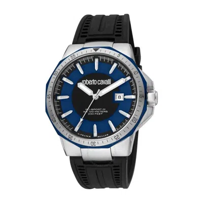 Roberto Cavalli Fashion Watch Quartz Blue Dial Men's Watch Rv1g182p0021 In Black / Blue