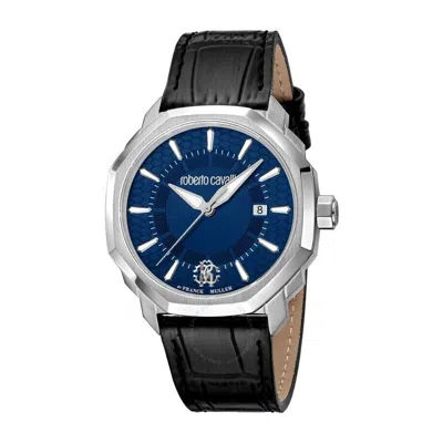 Roberto Cavalli Fashion Watch Quartz Blue Dial Men's Watch Rv1g192l0021 In Black / Blue