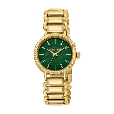 Roberto Cavalli Fashion Watch Quartz Green Dial Ladies Watch Rc5l020m0065 In Gold Tone / Green / Yellow