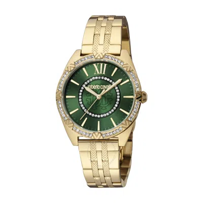 Roberto Cavalli Fashion Watch Quartz Green Dial Ladies Watch Rc5l021m0075 In Gold Tone / Green / Yellow