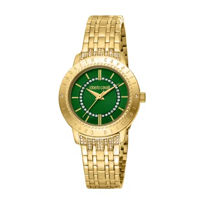 Roberto Cavalli Fashion Watch Quartz Green Dial Ladies Watch Rc5l030m0065 In Gold Tone / Green / Yellow