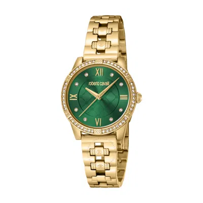 Roberto Cavalli Fashion Watch Quartz Green Dial Ladies Watch Rc5l032m0065 In Gold Tone / Green / Yellow