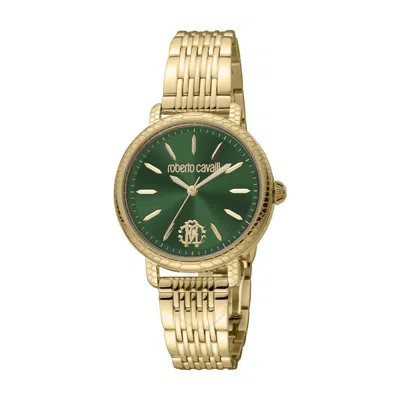 Roberto Cavalli Fashion Watch Quartz Green Dial Ladies Watch Rc5l034m0055 In Gold Tone / Green / Yellow