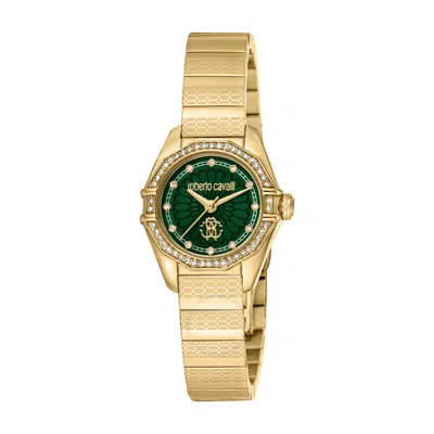 Roberto Cavalli Fashion Watch Quartz Green Dial Ladies Watch Rc5l054m0065 In Gold Tone / Green / Yellow