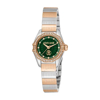 Roberto Cavalli Fashion Watch Quartz Green Dial Ladies Watch Rc5l054m0095 In Two Tone  / Gold Tone / Green / Rose / Rose Gold Tone