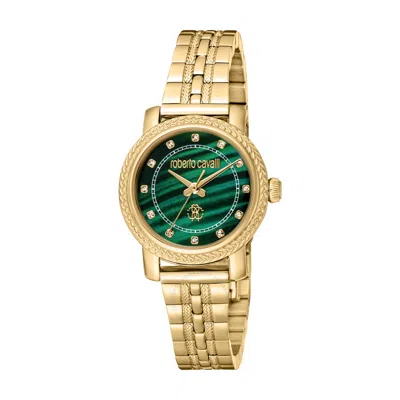 Roberto Cavalli Fashion Watch Quartz Green Dial Ladies Watch Rc5l058m0055 In Gold Tone / Green / Yellow