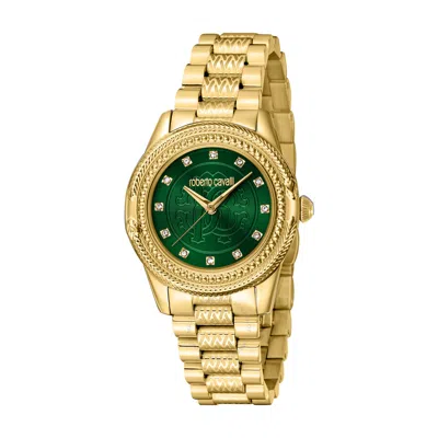 Roberto Cavalli Fashion Watch Quartz Green Dial Ladies Watch Rc5l063m0065 In Gold Tone / Green / Yellow