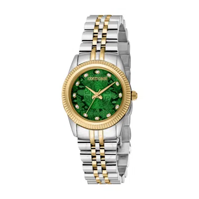 Roberto Cavalli Fashion Watch Quartz Green Dial Ladies Watch Rc5l074m0095 In Two Tone  / Gold Tone / Green / Yellow