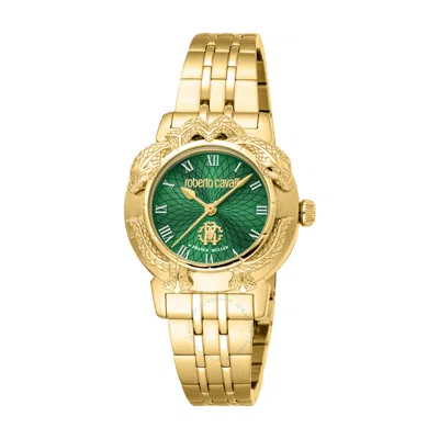 Roberto Cavalli Fashion Watch Quartz Green Dial Ladies Watch Rv1l227m0061 In Gold Tone / Green / Yellow