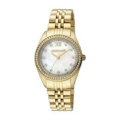 Roberto Cavalli Fashion Watch Quartz Ladies Watch Rc5l036m0055 In Gold Tone / Mop / Mother Of Pearl / Yellow