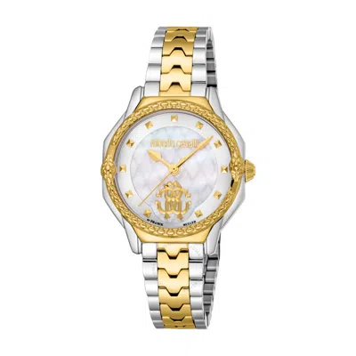 Roberto Cavalli Fashion Watch Quartz Ladies Watch Rv1l225m0071 In Two Tone  / Gold Tone / Mop / Mother Of Pearl / Yellow