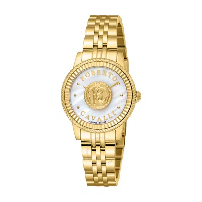 Roberto Cavalli Fashion Watch Quartz Ladies Watch Rv1l228m0051 In Gold Tone / Mop / Mother Of Pearl / Yellow