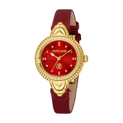 Roberto Cavalli Fashion Watch Quartz Red Dial Ladies Watch Rv1l203l0021 In Red   / Gold Tone / Yellow