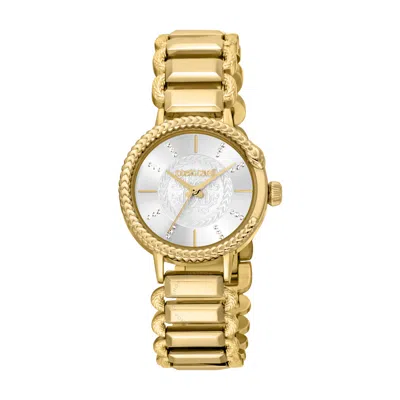 Roberto Cavalli Fashion Watch Quartz Silver Dial Ladies Watch Rc5l020m0055 In Gold Tone / Silver / Yellow