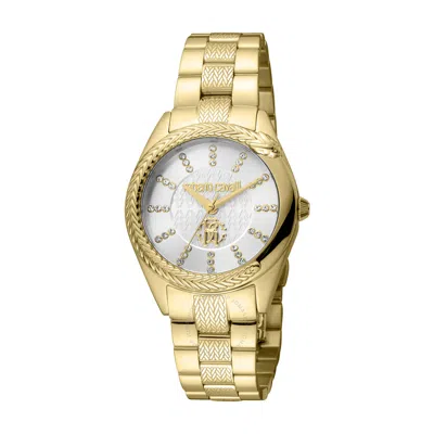 Roberto Cavalli Fashion Watch Quartz Silver Dial Ladies Watch Rc5l038m0055 In Gold Tone / Silver / Yellow