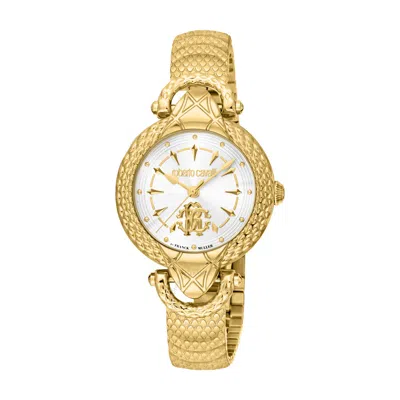 Roberto Cavalli Fashion Watch Quartz Silver Dial Ladies Watch Rv1l165m0051 In Gold Tone / Silver / Yellow