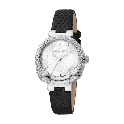 Roberto Cavalli Fashion Watch Quartz Silver Dial Ladies Watch Rv1l190l0011 In Black / Silver