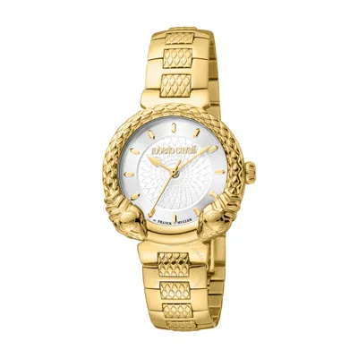 Roberto Cavalli Fashion Watch Quartz Silver Dial Ladies Watch Rv1l190m0041 In Gold Tone / Silver / Yellow