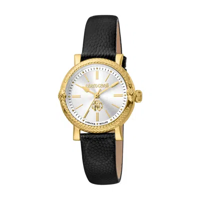 Roberto Cavalli Fashion Watch Quartz Silver Dial Ladies Watch Rv1l193l0021 In Black / Gold Tone / Silver / Yellow