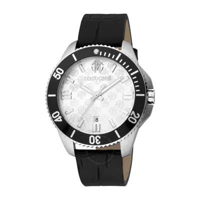 Roberto Cavalli Men's 44mm Stainless Steel & Leather Strap Watch In Black / Silver