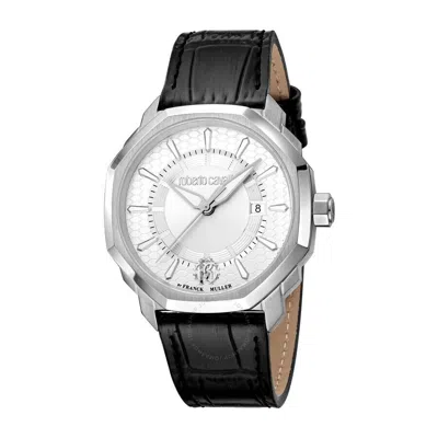 Roberto Cavalli Fashion Watch Quartz Silver Dial Men's Watch Rv1g192l0011 In Black / Silver