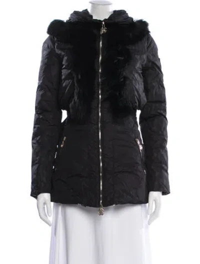 Pre-owned Roberto Cavalli Faux Fur Coat In Black