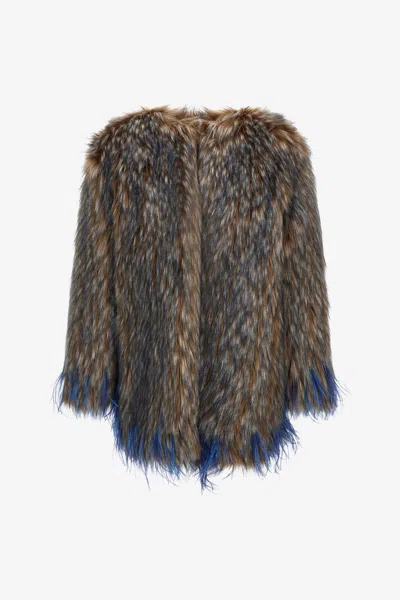 Roberto Cavalli Faux Fur With Inserts In Grey