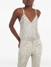 Roberto Cavalli Feather-print Silk Tank Top In White