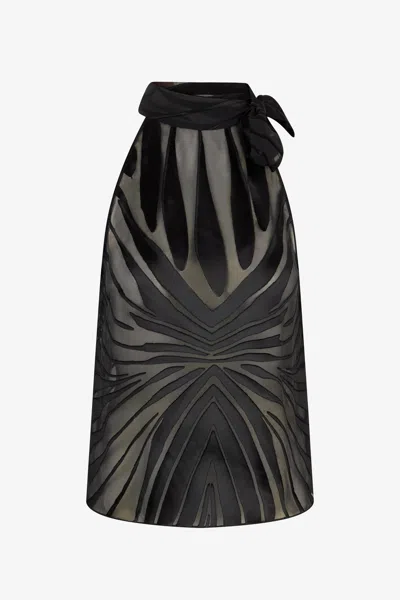 Roberto Cavalli Top With Ray Devoré Print In Black
