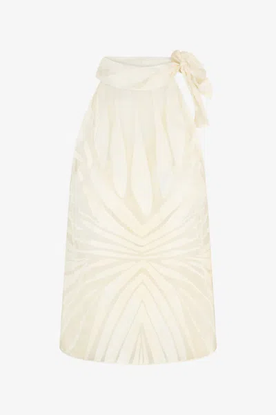 Roberto Cavalli Top With Ray Devoré Print In White
