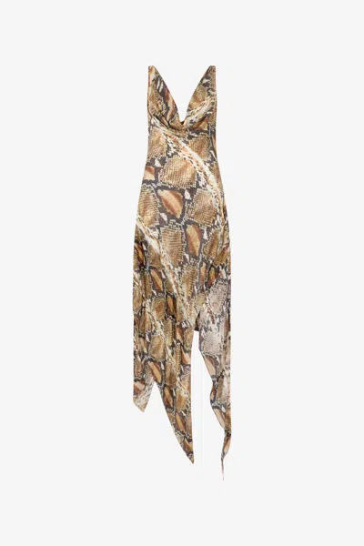 Roberto Cavalli Female Silk Dress In Brown