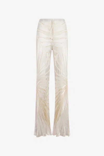 Roberto Cavalli Trousers With Ray Devoré Print In White