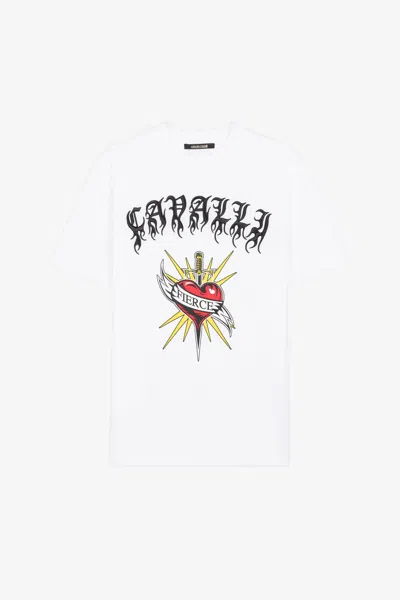 Roberto Cavalli Fierce Print Short-sleeve T-shirt In White