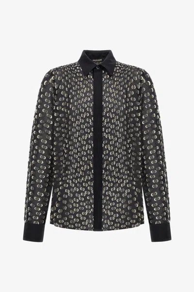 Roberto Cavalli Fil Coupé Lurex Shirt In Black