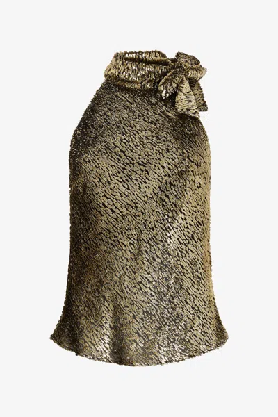 Roberto Cavalli Bow-detail Halterneck Top In Gold