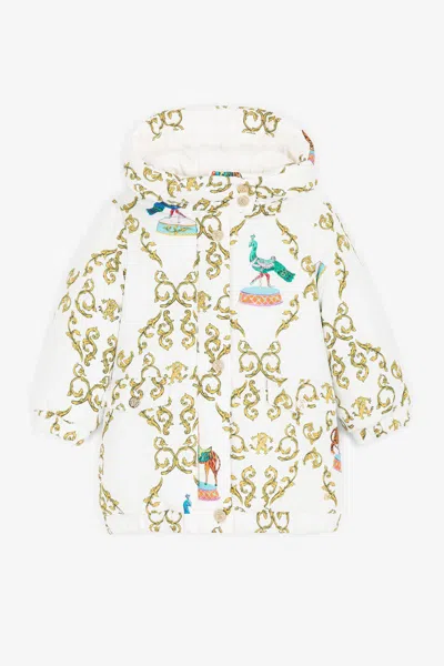 Roberto Cavalli Kids' Filigree Circus-print Padded Coat In White