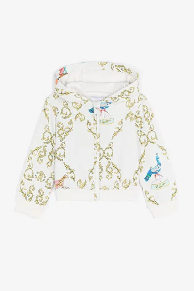 Roberto Cavalli Filigree-print Cotton Hoodie In White