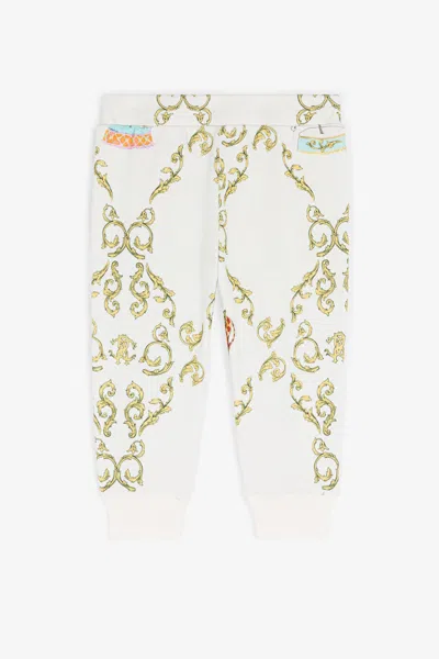 Roberto Cavalli Filigree-print Cotton Track Pants In White