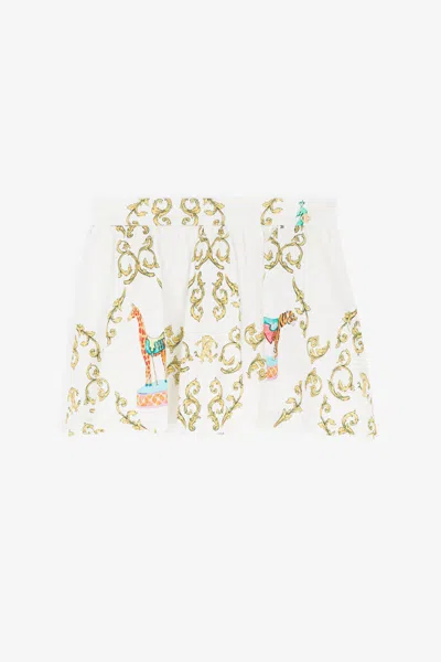 Roberto Cavalli Filigree-print Skirt In White