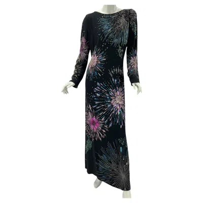 Pre-owned Roberto Cavalli *firework* Fully Embellished Black Dress Gown It 46 - Us 10/12