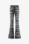 Roberto Cavalli Fit & Flare Jeans With Zebra Print In Black/white
