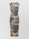 Roberto Cavalli Natural Beige Jaguar Print Midi Dress In Animal Print