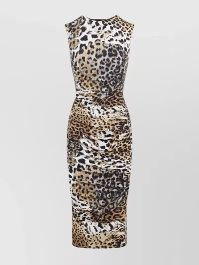 ROBERTO CAVALLI FITTED ANIMAL PRINT SLEEVELESS DRESS