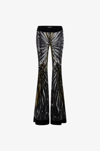 Roberto Cavalli Flare Velvet Trousers In Black