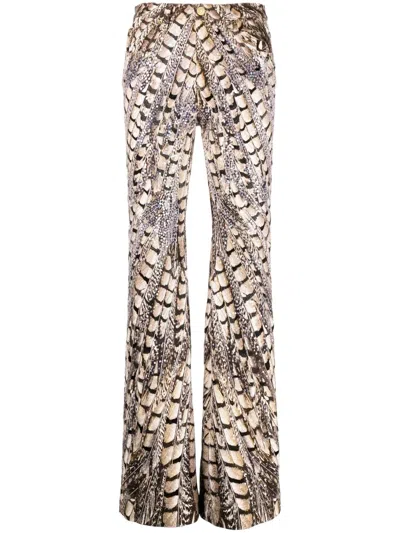 Roberto Cavalli Flared Animal-print Jeans In Neutrals