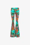 Roberto Cavalli Flared Floral-print Trousers In Light Blue